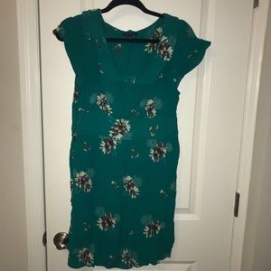 Collared green floral dress